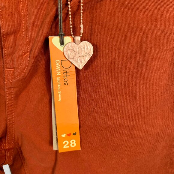 Dittos‎ Rust Skinny Jeans Size 28 Women's Cotton Blend Front Pockets Hand Dyed - Picture 6 of 10